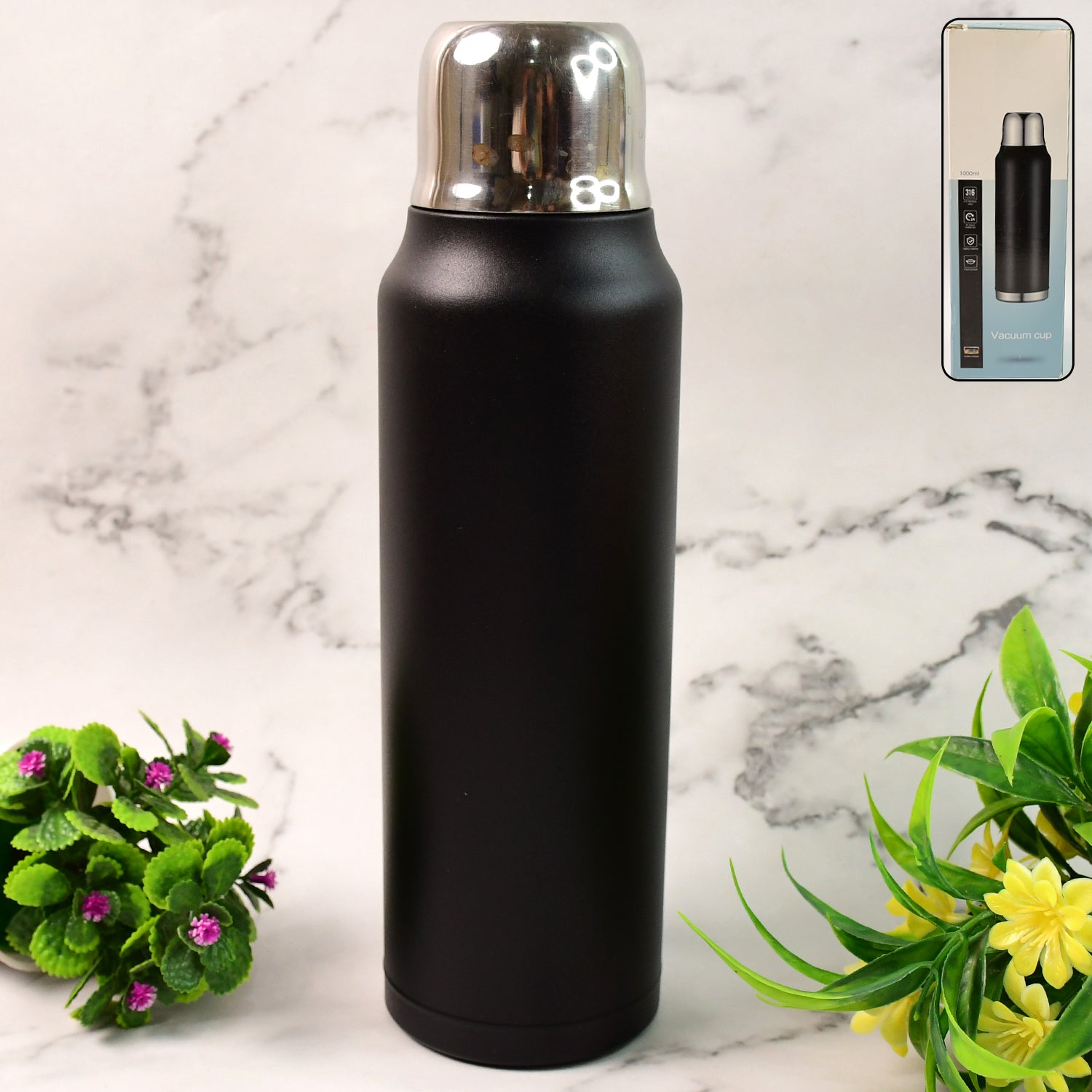 Stainless Steel Vacuum Water Bottle – Hot & Cold Insulated Flask (1000 ML Approx) Stainless Steel Vacuum Water Bottle – Hot & Cold Insulated Flask (1000 ML Approx)